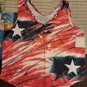 Red and Blue Star Patterned Tank Top